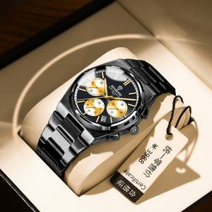 Custom Luxury Business Men's Stainless Steel Quartz Chronograph <b>Watch</b> with Glass Dial and Pointer Display - Product Image 6