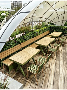Juego de Mesas y Sillas de Aluminio Estilo Influencer, Resistentes al Agua y al Sol, para Exteriores, Patios, Jardines, Cafés, Bares, Tiendas de Té con Leche - Product Image 3