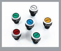 Luz indicadora de plástico LED redonda plana de 16 mm con símbolo de encendido, varios colores, 12 V, 24 V, 220 V, YJ-LA16W-D/Y
