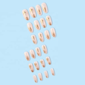 24PCS Presse de <span class=keywords><strong>Noël</strong></span> sur les ongles Flocon de neige en or <span class=keywords><strong>Nail</strong></span> <span class=keywords><strong>Art</strong></span> Boîtes d'emballage courtes en amande Logo personnalisé Artificiel Conseils de couverture complète - Product Image 4