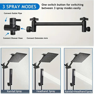 Set <span class=keywords><strong>Doccia</strong></span> con <span class=keywords><strong>Soffione</strong></span> a Pioggia ad Alta Pressione e Doccetta, <span class=keywords><strong>Altezza</strong></span> Regolabile, Sistema 2 in 1 - Product Image 4