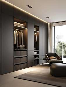 ตู้เสื้อผ้าไม้สไตล์มินิมอลหรูหราที่เก็บเสื้อผ้าปรับได้และปรับได้สำหรับอพาร์ทเมนต์หรือวิลล่า - Product Image 3