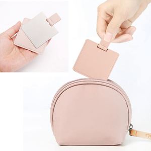 Stainless Steel Compact Cosmetic Mirrorr With Pu Leather Sleeve Travel Handheld Pocket Portable Makeup <b>Mirror</b> - Product Image 5