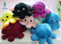 Animaux en peluche jouets pieuvre Flip réversible en peluche pieuvre oreiller changement de visage humeur petite poupée pieuvre mignonne poupée de chiffon doux