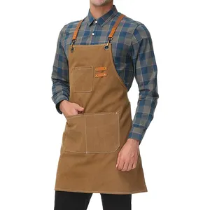 Wholesale Apron With Removable Adjustable Strap work apron Durable Washed Canvas Chef Bib Apron