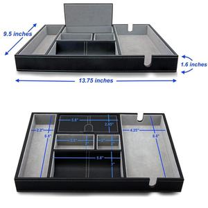 Luxury Desktop Key Coin Organizer Valet Tray Genuine Leather Square Jewelry Storage Trays