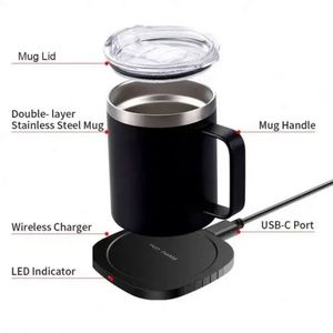 Custom Branded Stainless Steel Smart Mug Warming Wireless Phone Charging USB <b>Cup</b> Warmer for Milk Tea Coffee - Product Image 6