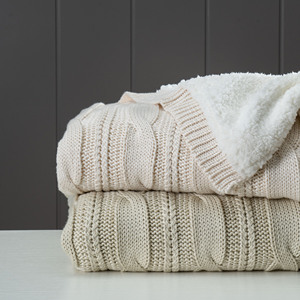 Manta de punto trenzado OEKO-TEX de doble cara con forro Sherpa, venta al por mayor directa de fábrica, fabricante de mantas de punto trenzado para sofá - Product Image 6