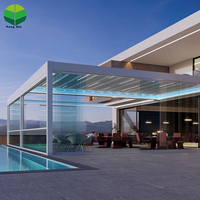 Pergola Électrique Rétractable en Aluminium, Toit à Lames Étanches, Ombre Motorisée Entièrement Automatique pour Patio et Jardin Extérieur