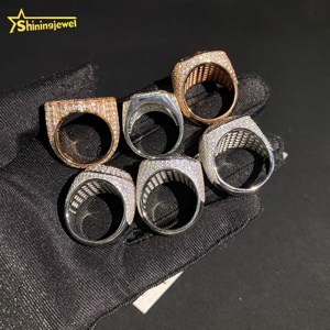 कस्टम लक्जरी चैंपियनशिप पुरुष रिंग बनाम मोइससानाइट हिप हॉप शैली के गहने 925 स्टर्लिंग सिल्वर डायमंड क्रॉस रिंग्स - Product Image 3