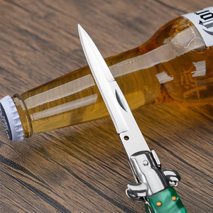 Couteau pliant vintage italien Stiletto en acier inoxydable, lame pointue de 0,5 mm, bord droit, cadeau DIY pour couples, épouses, aînés - Product Image 2