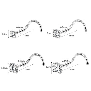 Bijoux en acier inoxydable élégants Anneau de nez en zircon pour femmes <span class=keywords><strong>Piercing</strong></span> de nez de tous les jours Bijoux de corps Nez Stud Zirconia/cubic - Product Image 2