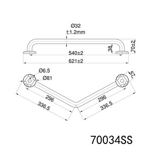 ราวจับสแตนเลส 70034SS แบบติดผนัง ดีไซน์มินิมอลเพื่อความปลอดภัยในห้องน้ำ - Product Image 4
