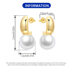 Pendientes de Perlas – Accesorios para Mujer, Pendientes de Circonia Hipoalergénicos, Ideales para Uso Diario y Ocasiones Festivas - Product Image 2