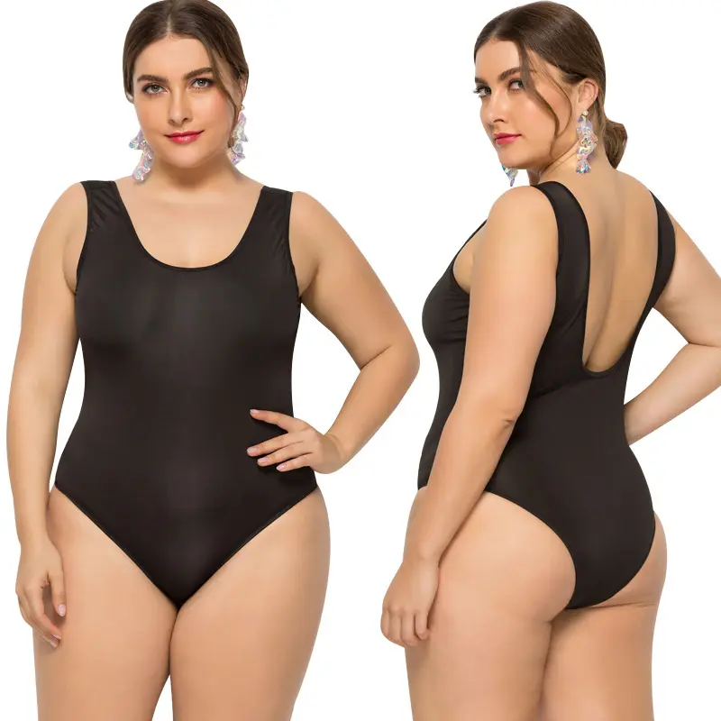Basic Style Plus size Swimsuit solid color backless large size fat lady swimsuit ladies one-piece bikini sexy swimsuit