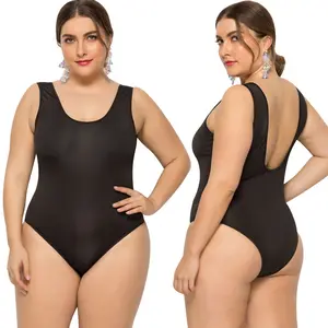 Basic Style Plus Size Badeanzug einfarbig rücken frei große dicke Dame Badeanzug Damen einteiligen Bikini sexy Badeanzug