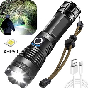 Siêu sáng 1000 lumen có thể sạc lại USB Zoomable Đèn pin công suất cao LED <span class=keywords><strong>Torch</strong></span> Hợp kim nhôm không thấm nước XHP50 Led <span class=keywords><strong>zoom</strong></span> <span class=keywords><strong>Torch</strong></span> - Product Image 1