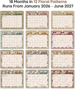 Calendrier 2026, calendrier mural sur 18 mois, du janvier 2026 au juin 2027, 11,5" x 14,7", <span class=keywords><strong>grand</strong></span> calendrier mensuel avec spirale double - Product Image 5
