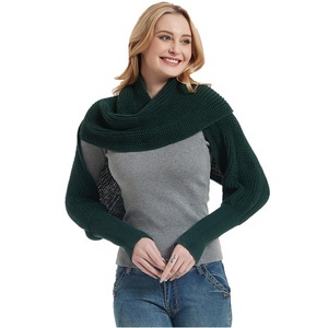 Écharpe en acrylique tricotée au design uni pour l'hiver 2023 avec manches châles tricotés pour femmes vente en gros - Product Image 5