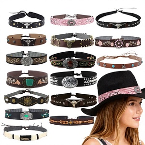 RW <b>Western</b> Fedora Panama Straw <b>Hat</b> Belts PU Cowgirl Hatbands Cowboy <b>Hat</b> Bands Braided Unisex - Product Image 2