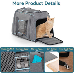 Portador de mascotas con ruedas extraíbles para gatos y perros, portador portátil de lado suave para gatos con asa retráctil, bolsa rodante para mascotas - Product Image 4