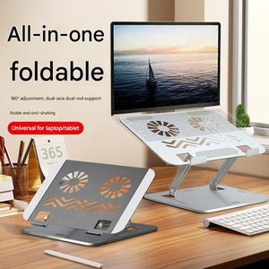 Support de refroidissement pliable pour ordinateur portable, support réglable pour tablette, rehausseur de <span class=keywords><strong>bureau</strong></span> pour ordinateur portable avec double ventilateur de refroidissement pour le <span class=keywords><strong>bureau</strong></span> et le jeu - Product Image 4