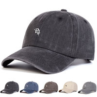 Gorra de Béisbol de Algodón Lavado Estilo Vintage al por Mayor de Fábrica, con Bordado de Letra RH, Gorra Desestructurada Tipo Dad Hat, Logotipo Bordado Personalizado, Ajustable