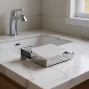 Distributeur de savon carré argenté en acier inoxydable 304, amovible, poli brillant, accessoires de salle de bain, fixation murale, design contemporain - Product Image 2