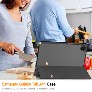 Custodia a libro di lusso in pelle PU per Samsung <span class=keywords><strong>Galaxy</strong></span> <span class=keywords><strong>Tab</strong></span> A9 <span class=keywords><strong>Plus</strong></span> 8.7 A11 X135, 2-in-1 antiurto con supporto a tre ante e funzione Auto Wake - Product Image 6