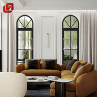 Ventanas abatibles de aluminio con decoración arqueada de estilo francés Retro NOCO para Villa y Hotel
