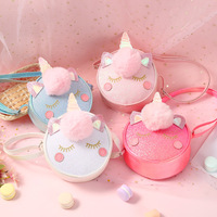 Sacs à main pour enfants filles, portefeuille licorne en cuir paillettes peluche sac à main pour filles enfants Mini sacs à bandoulière sacs à bandoulière