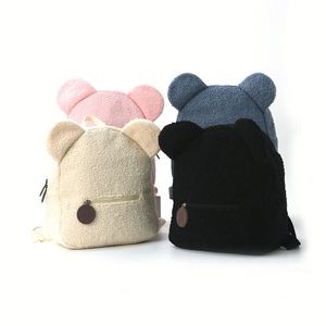 Korean Style Cute Cartoon Bear Toddler <b>Backpack</b> Portable School Bag with Zipper Closure Polyester Lining for Boys Girls Ladies - Product Image 3