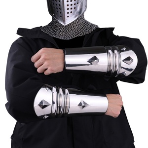 FX-KJ9023 Brazaletes de Acero Inoxidable con Cinturón de Cuero Ajustable para Hombre y Mujer, Juego de Esclavos, Armadura Metálica Protectora para Brazos, Juguetes Fetichistas - Product Image 3