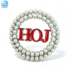 Broche Personalizado con Letra Griega HOJ, Joyería Plateada con Pedrería, Pin de Solapa de las Héroas de Jericó para Regalo de Hermandad - Product Image 3