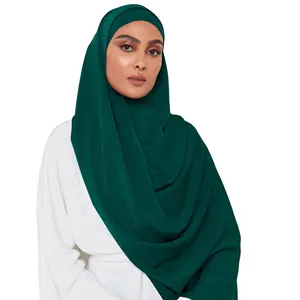 고품질 직각 메디나 실크 쉬폰 hijab 이슬람 말레이시아 두꺼운 쉬폰 스카프 여성 목도리 민족 스카프 hijab