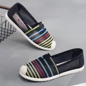 Zapatos de tela estilo Pekín con puntera de malla transpirable y rayas, suela suave antideslizante, versátiles, cómodos, casuales, de tacón plano para mujer 2026 - Product Image 6