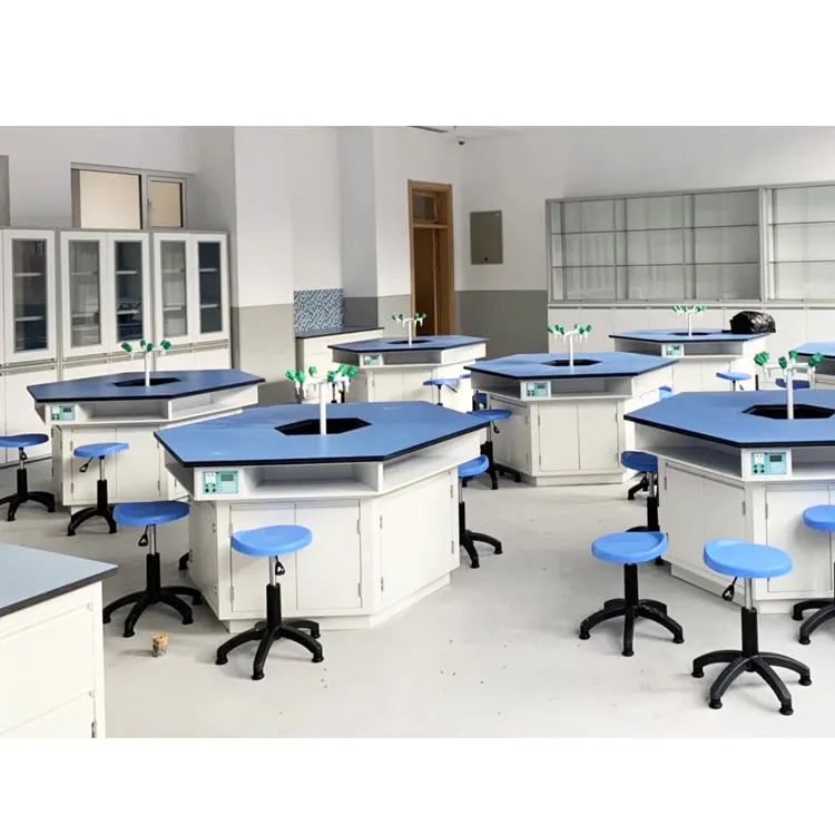 University classroom lab table science lab work table chemistry laboratory hexagon table work bench