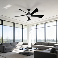 Ventilateur de plafond LED 54 pouces à haut rendement énergétique, ventilateur de plafond BLDC en cuivre pur avec lumière LED et télécommande, vente en gros d'usine