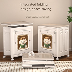 Armadio Pieghevole con Coperchio Ribaltabile in Plastica PP Rinforzata con Ruote, Motivo Cane Carino per Organizzare i Vestiti a Casa - Product Image 2