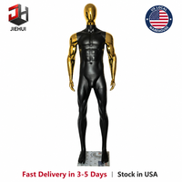 Tête de Mannequin Homme Entièrement Plaquée Or Noir Mat en PP, Stock Entrepôt Local US, Livraison Rapide 3-5 Jours, Pour Magasin de Vêtements de Luxe pour Hommes