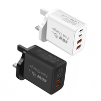 Bloc chargeur USB C 40W, bloc de charge rapide 4 ports Type C, adaptateur secteur double PD + prise QC, double bloc chargeur mural USB