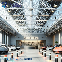 Edificio Prefabricado de Acero para Salón de Exposiciones de Automóviles, Moderno Salón de Exhibición de Autos con Muro Cortina de Vidrio y Panel Sándwich