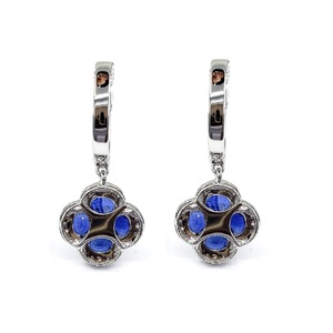 Boucles d'oreilles créoles de mariage en or blanc massif 18 carats de haute qualité avec saphir bleu de King O King Jewellery Co. Limited, idéales pour un cadeau - Product Image 3