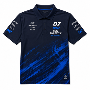 Polo de Carreras de Poliéster de Secado Rápido para Hombre, Estampado Full Throttle, para Fanáticos de los Deportes de Motor, Manga Corta, Personalizado para Equipos, Venta al Por Mayor - Product Image 3