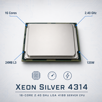 Processeur de serveur Silver 4314 SRKXL 16 cœurs 2,4 GHz 24 Mo de cache 135 W FCLGA4189 pour serveur en rack et centre de données