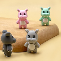 Stylos personnalisables sans BPA à perles interchangeables, motif animal de dessin animé Hippopotame, perles focales 3D en silicone pour stylos DIY, vente en gros