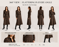 Rok Midi Wanita Grosir Pinggang Tinggi A-Line Batik Motif Geometris Cokelat Rok Kasual 2026 Musim Panas/Gugur/Dingin
