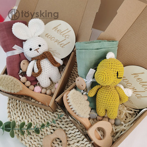 Tk handmade Crochet bò và gia súc Amigurumi động vật bé sơ sinh Bộ quà tặng cho bé trai hay bé gái bé cản trở tắm Quà Tặng - Product Image 4