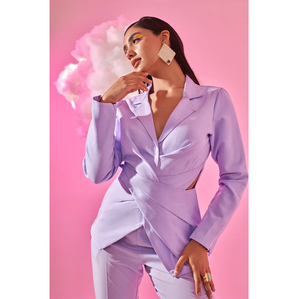 Blazer torsadé lavande pour femme – Haut décontracté, chemisier tendance et élégant pour l'été, idéal pour le bureau - Product Image 4
