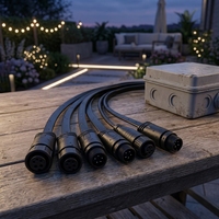 Cables de Conexión Personalizados M12 de 2+3 Pines con Cable de PVC Negro Plano, Resistentes al Agua IP67 para Iluminación LED Exterior